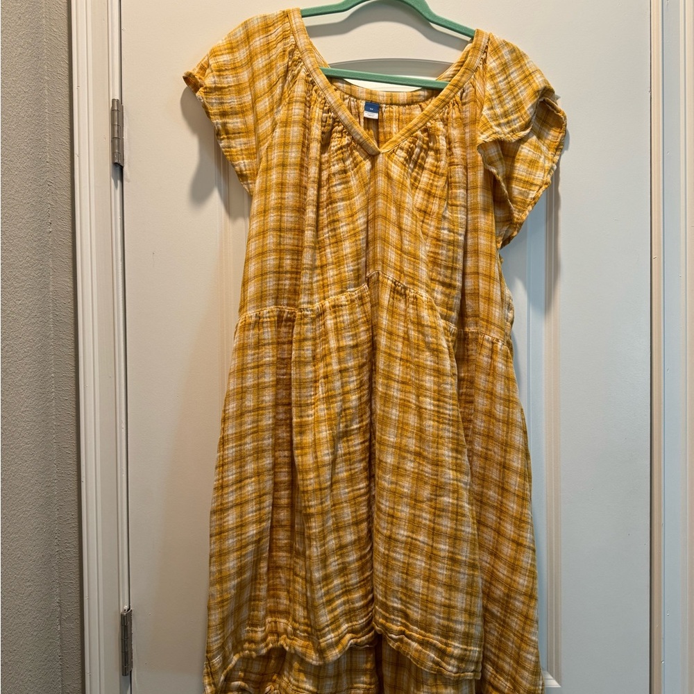 Old Navy Yellow Plaid Casual Dress